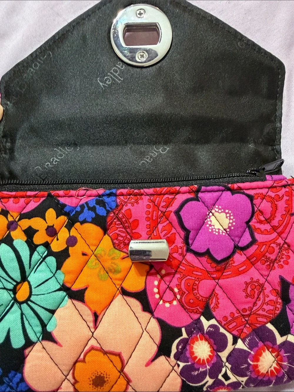 Vera Bradley Floral Fiesta Quilted Wristlet with Turn lock